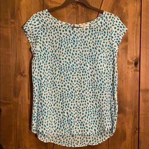 Joie small teal and white high/low leopard blouse!